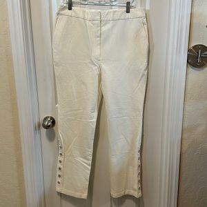 DEREK LAM 10 CROSBY cream slacks with silver button